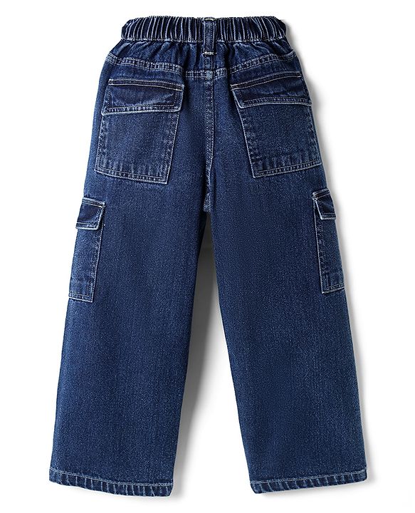 Pine Kids Cotton Denim Woven Full Length Jeans In Blue