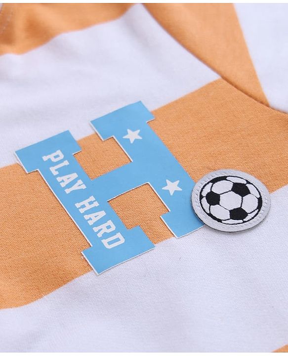 Babyhug 100% Cotton Knit Full Sleeves Sweatshirt with Soccer Ball Print - Orange