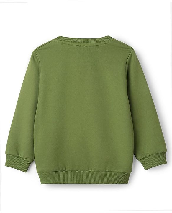 Babyhug 100% Cotton Heavy Gauge Terry Knit Sweatshirt with Full Sleeves & Tractor Print - Green