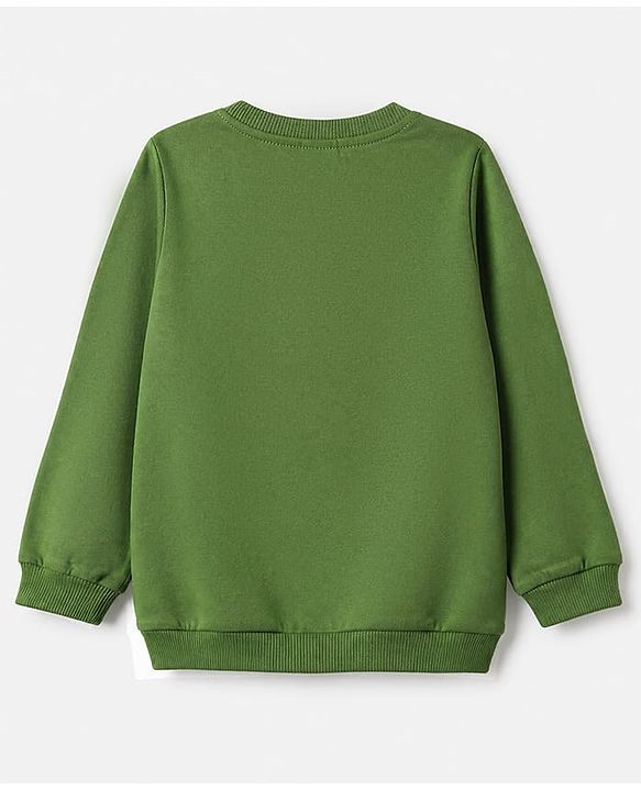 Babyhug 100% Cotton Heavy Gauge Terry Knit Sweatshirt with Full Sleeves & Tractor Print - Green