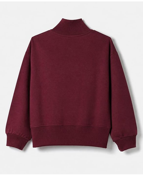 Pine Kids Looper Knit Full Sleeves Winter Wear Suit With Text Print - Wine