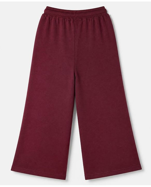 Pine Kids Looper Knit Full Sleeves Winter Wear Suit With Text Print - Wine