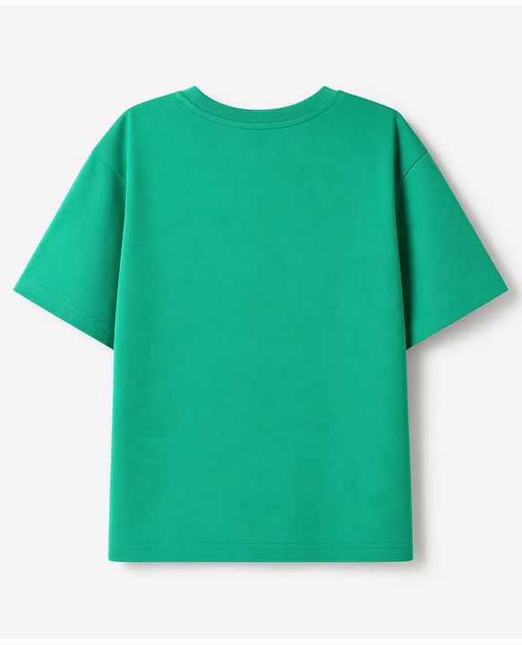 Pine Kids Cotton Knit Half Sleeves T-Shirt With Text Print & Joggers Set - Green & Black