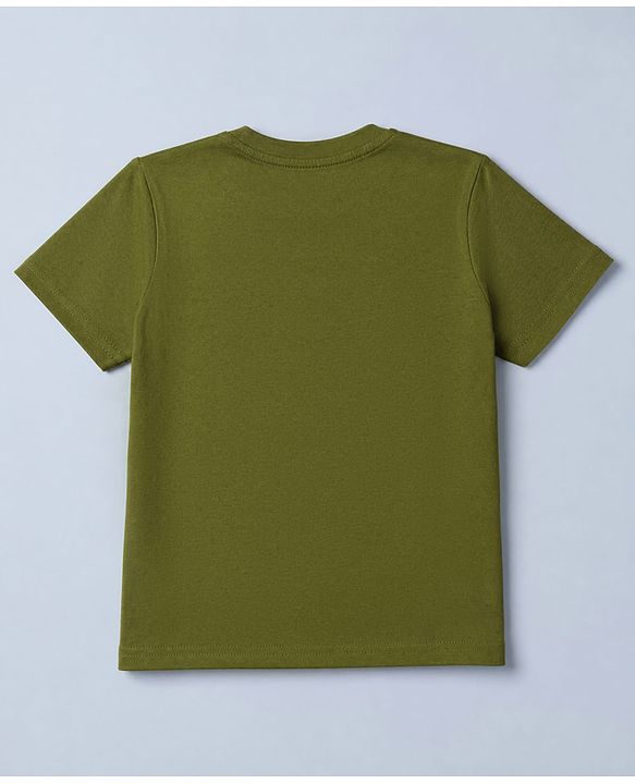 Pine Kids 100% Cotton Single Jersey Knit Half Sleeves T-Shirt and Jogger with Bio wash and Do More of What Makes You Happy Text Print - Green