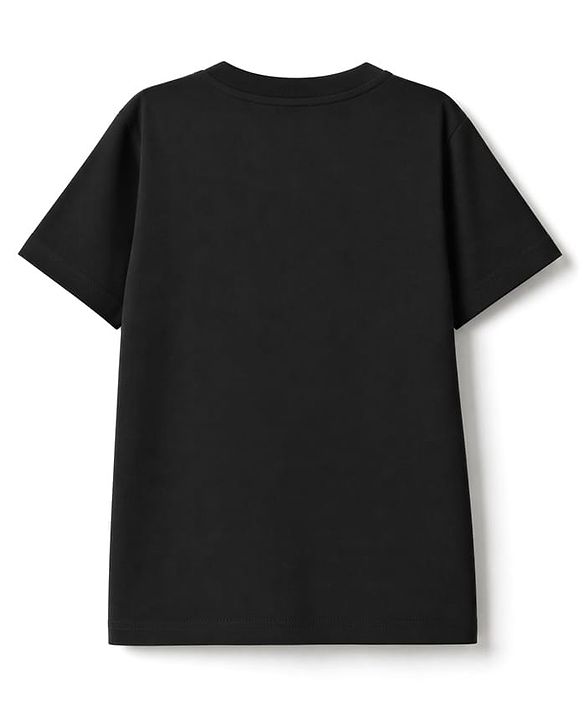 Pine Kids Cotton Knit Half Sleeves T-Shirt & Joggers Set With Text Print - Black