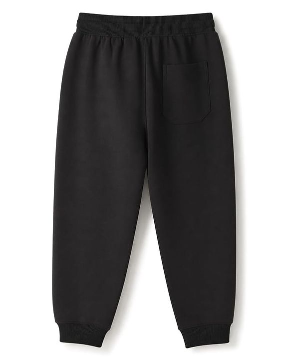 Pine Kids Cotton Knit Half Sleeves T-Shirt & Joggers Set With Text Print - Black