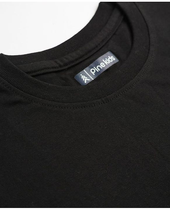Pine Kids Cotton Knit Half Sleeves T-Shirt & Joggers Set With Text Print - Black