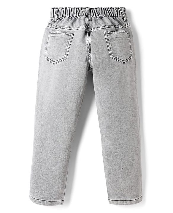 Pine Kids Denim Woven Full Length Jeans With Patch - Grey