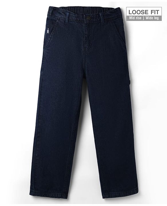 Pine Kids Denim Woven Full Length Washed Jeans - Navy Blue