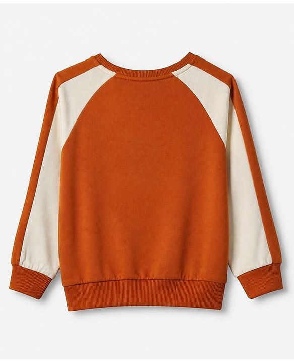 Pine Kids Looper Knit Full Sleeves Winter Wear Suit With Text Print - Light Brown