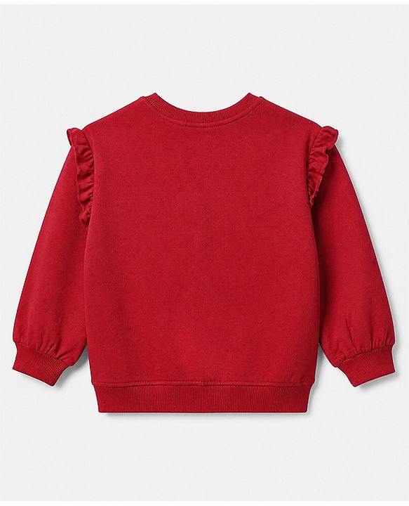 Pine Kids Cotton Mixes Looper Knit Full Sleeves Sweatshirt and Jogger Set with Bear Print -Maroon & Black