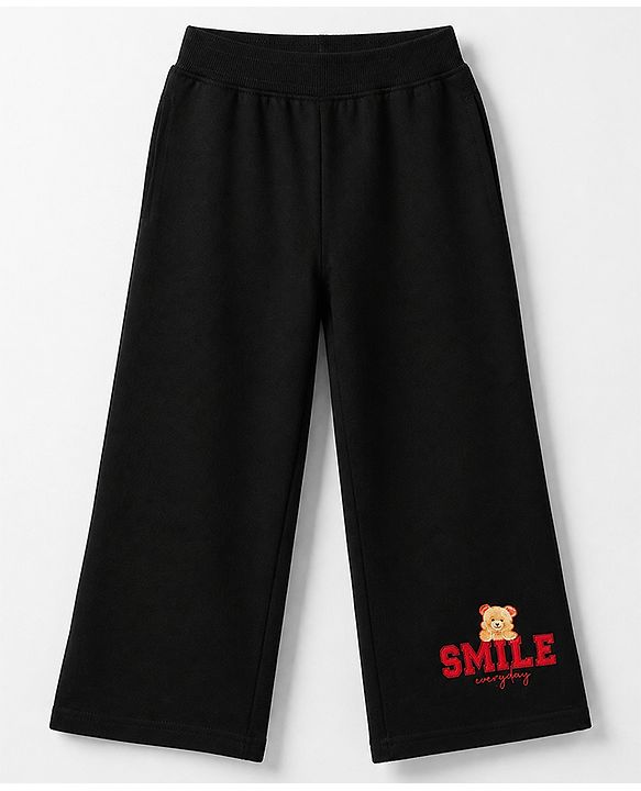 Pine Kids Cotton Mixes Looper Knit Full Sleeves Sweatshirt and Jogger Set with Bear Print -Maroon & Black