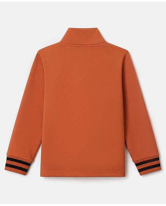 Pine Kids Cotton Knit Full Sleeves Winter Wear Suits with Be Your Own Boss Print -Dark Orange