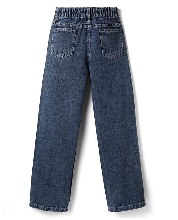 Pine Kids Denim Woven Full Length Washed Jeans - Navy Blue