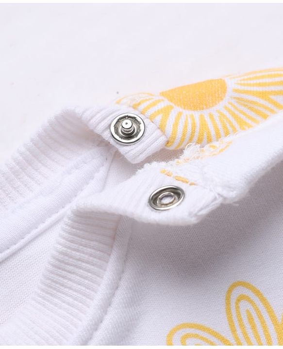 Babyhug 100% Cotton Knit Heavy Gauge Full Sleeves Sweatshirt with Floral & Text Print - White