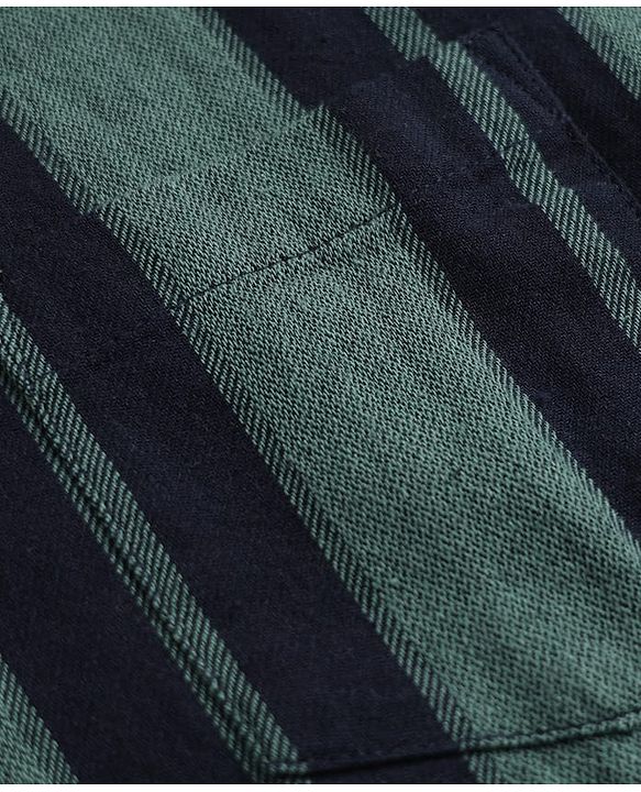 Pine Kids 100% Cotton Woven Hooded Shirts with Full Sleeves and Striped Print in Green for 4-5 Years