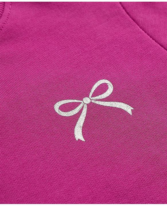 Babyhug 100% Cotton Knit Sweatshirt with Full Sleeves and Bow Print in Pink for 6-9 Months