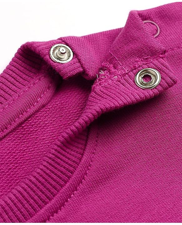 Babyhug 100% Cotton Knit Sweatshirt with Full Sleeves and Bow Print in Pink for 6-9 Months