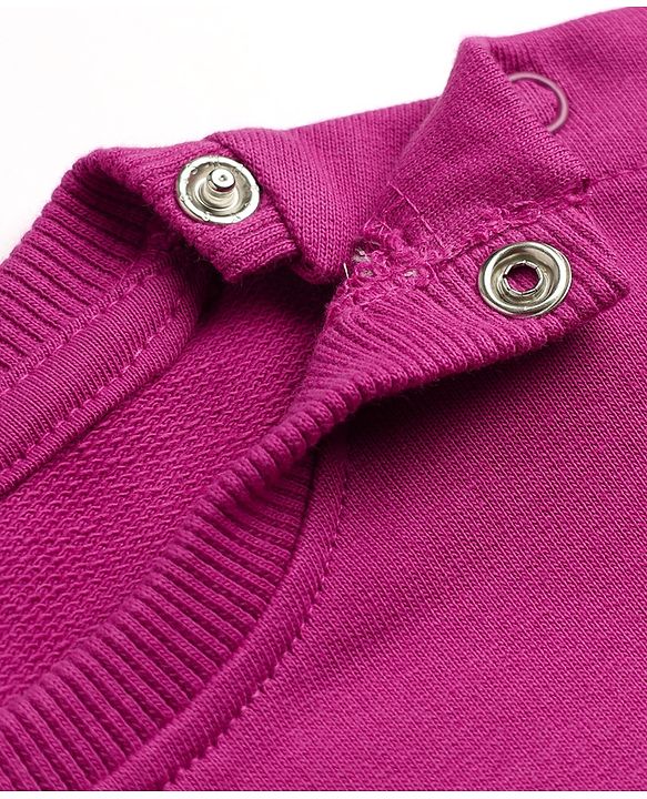 Babyhug 100% Cotton Knit Sweatshirt with Full Sleeves and Bow Print in Pink for 6-9 Months