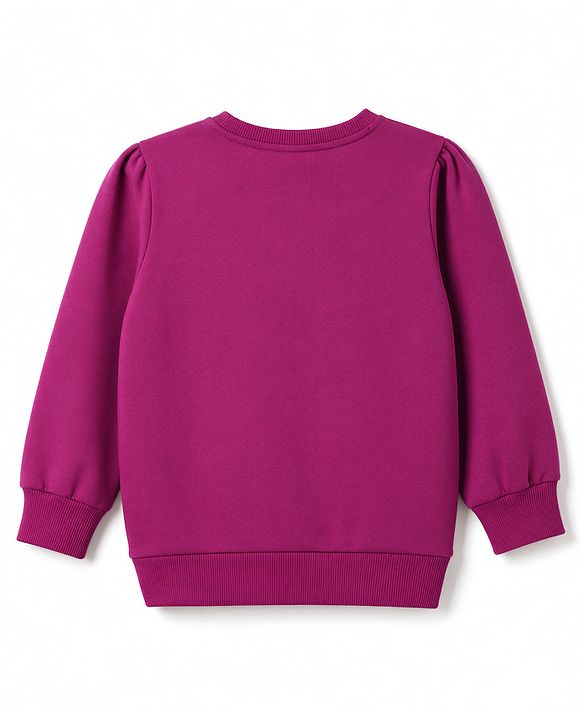 Babyhug 100% Cotton Knit Sweatshirt with Full Sleeves and Bow Print in Pink for 6-9 Months