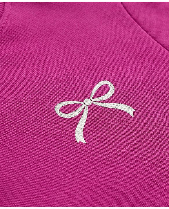 Babyhug 100% Cotton Knit Sweatshirt with Full Sleeves and Bow Print in Pink for 6-9 Months