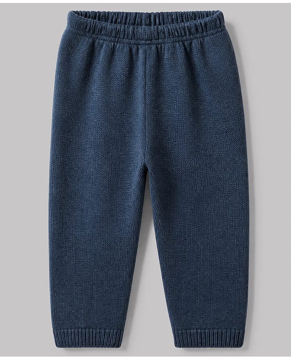 Babyhug Knit Cardigan and Pant with Full Sleeves and Striped Print in Navy Blue for 3-6 Months