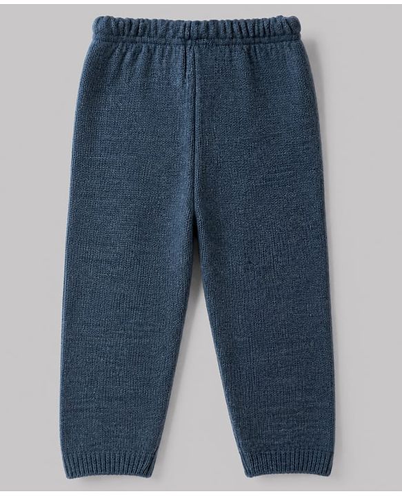 Babyhug Knit Cardigan and Pant with Full Sleeves and Striped Print in Navy Blue for 3-6 Months