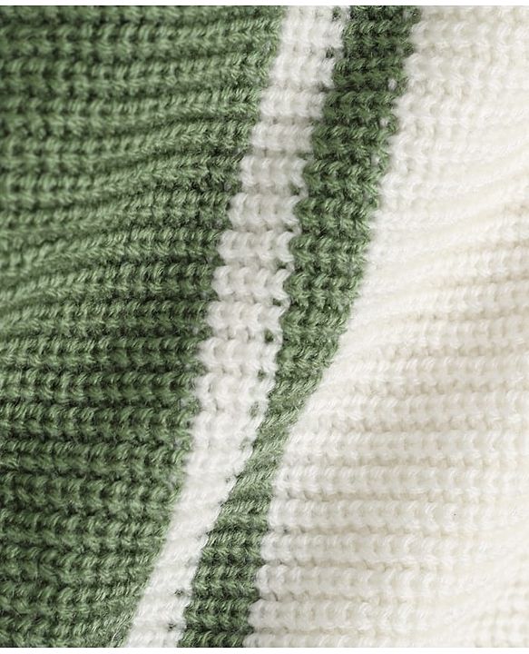 Babyhug Knit Full Sleeves Color Block Sweater Set - Green/White