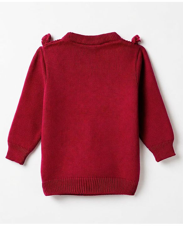 Babyhug Knit Full Sleeves Pullover with Cable Knit Design - Maroon