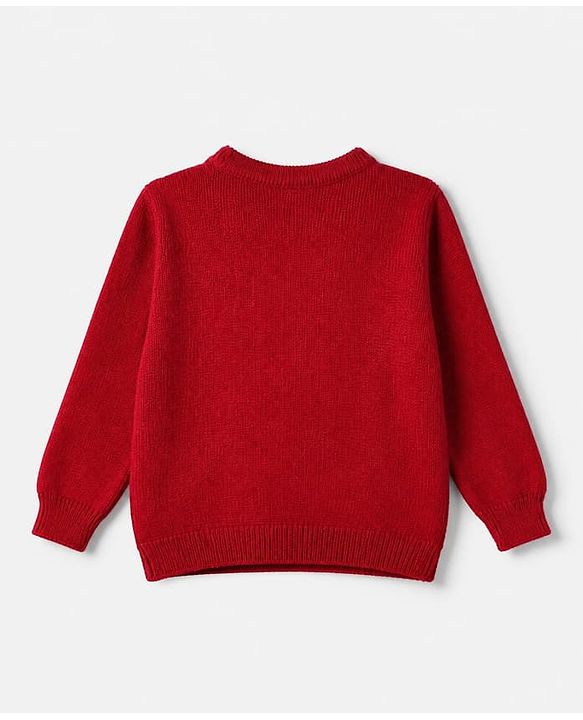 Babyhug Knit Full Sleeves Pullover with Cable Knit Design - Maroon
