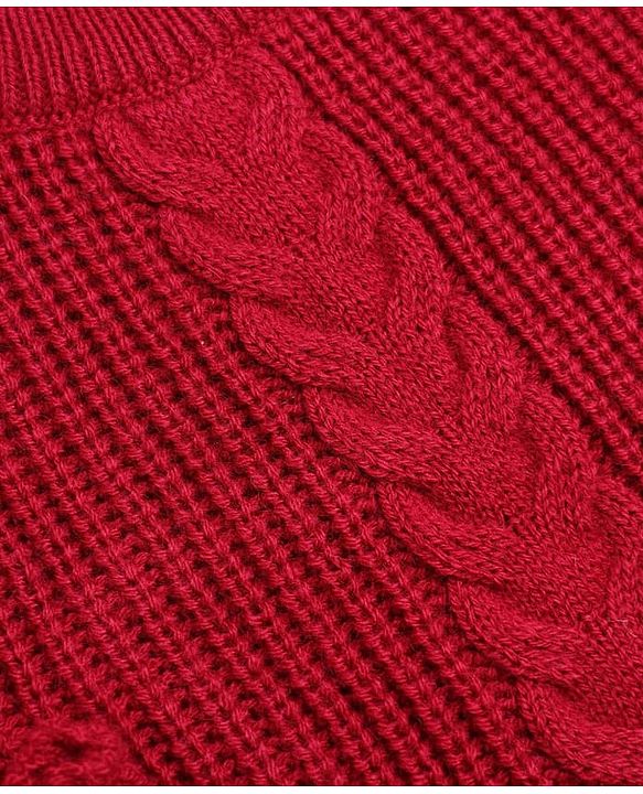 Babyhug Knit Full Sleeves Pullover with Cable Knit Design - Maroon