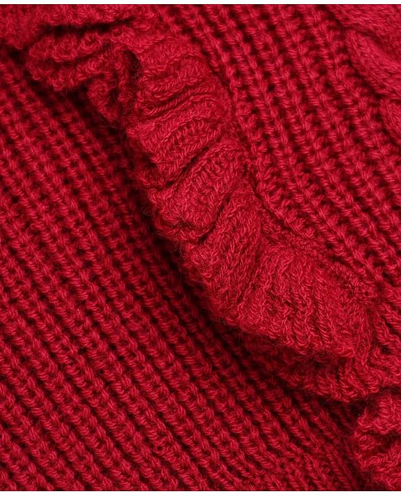 Babyhug Knit Full Sleeves Pullover with Cable Knit Design - Maroon