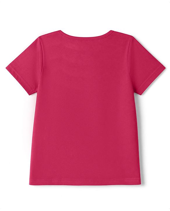 Pine Kids 100% Cotton Single Jersey 180 GSM Knit Half Sleeves T-Shirt & Pyjama Night Suit with Made of Magic Text & Floral Print with Bio Wash - Magenta