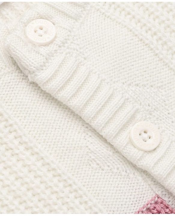 Babyhug Knit Full Sleeves Sweater Set with Color Block Design -Pink
