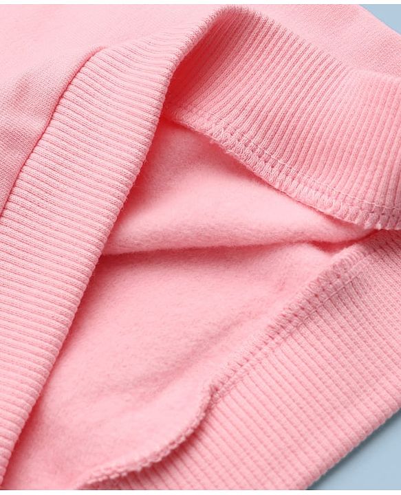 Babyhug 100% Cotton Heavy Gauge Fleece Knit Warm Sweatshirt with Full Sleeves & Floral Applique - Pink