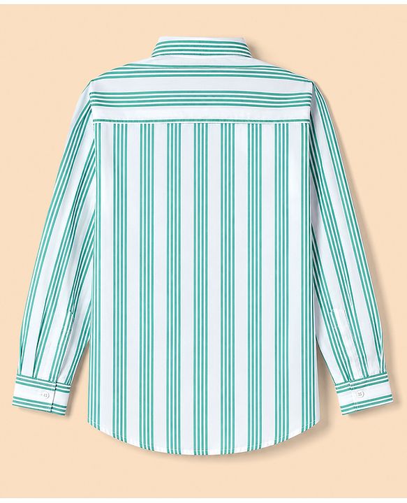Pine Kids Woven Striped Shirt with Full Sleeves - Light Green