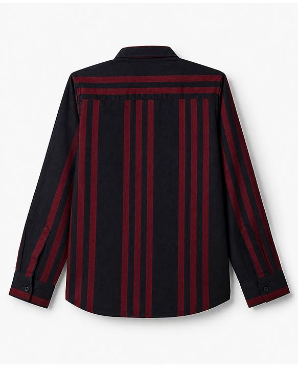 Pine Kids 100% Cotton Woven Striped Shirt with Full Sleeves in Navy Blue
