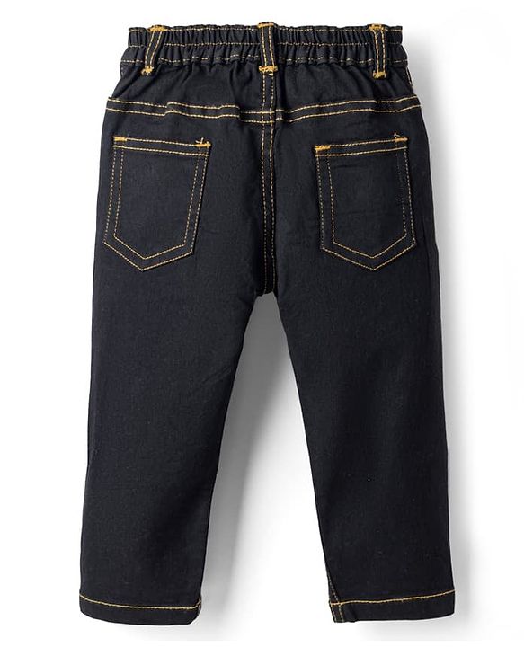 Babyhug Cotton Full Length Denim Slim Fit Jeans With Stretch in Black