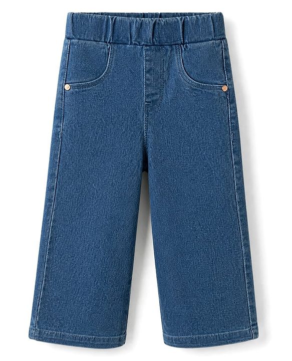 Babyhug Denim Full Length Jeggings with Stretch - Blue