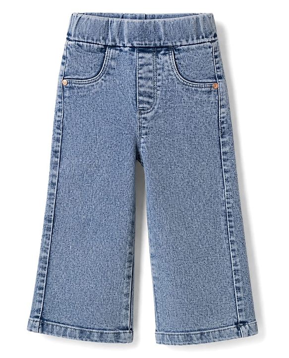 Babyhug Denim Full Length Jeggings with Stretch - Blue