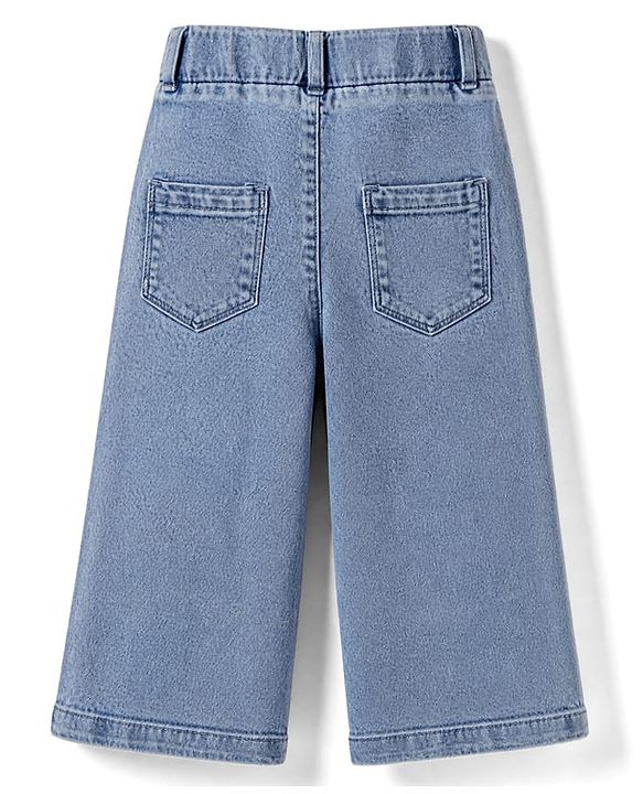 Babyhug Denim Full Length Jeggings with Stretch - Blue