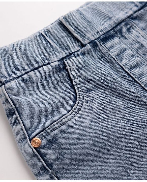 Babyhug Denim Full Length Jeggings with Stretch - Blue