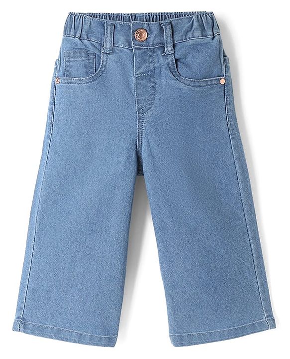 Babyhug Cotton Mix Denim Full Length Washed Jeans With Stretch -Dark Blue