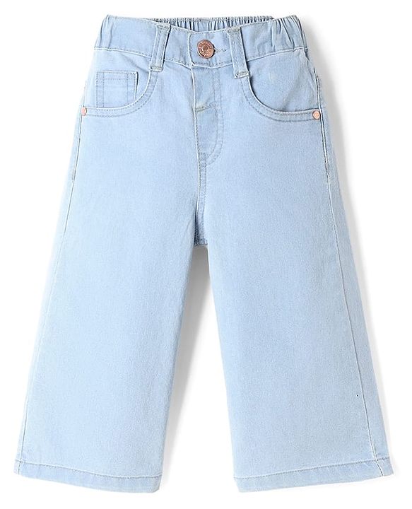 Babyhug Cotton Mix Denim Full Length Washed Jeans With Stretch -Dark Blue