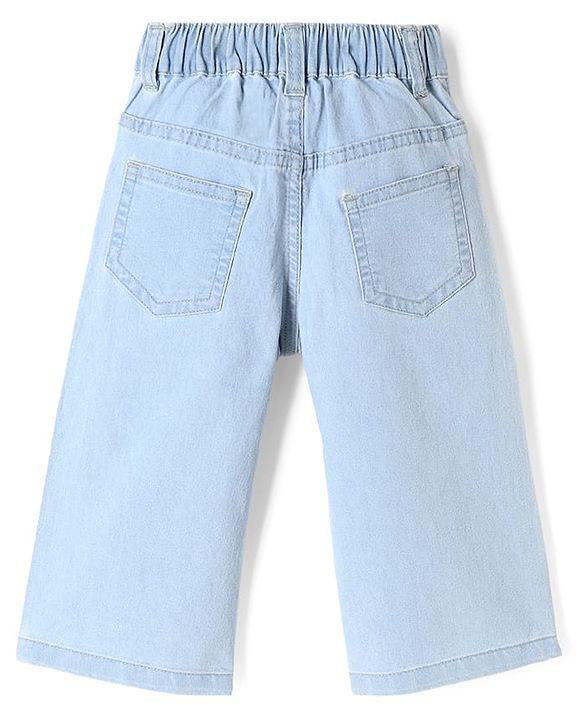 Babyhug Cotton Mix Denim Full Length Washed Jeans With Stretch -Dark Blue