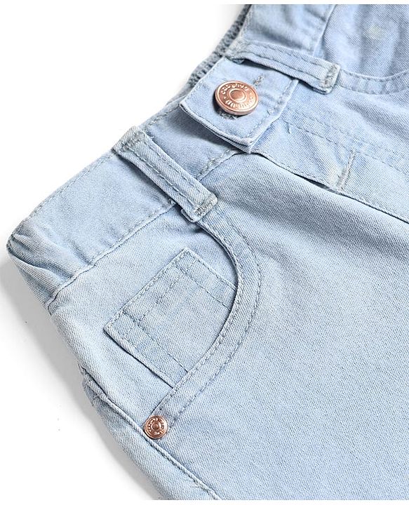 Babyhug Cotton Mix Denim Full Length Washed Jeans With Stretch -Dark Blue