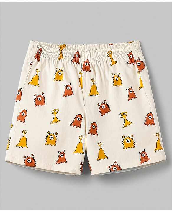 Pine Kids Cambric Woven Boxers With Animal Print Pack of 2 - White Green