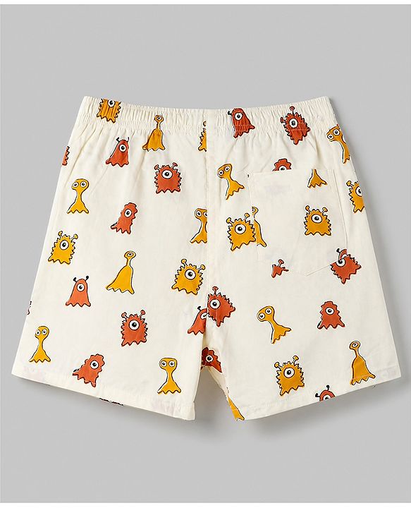 Pine Kids Cambric Woven Boxers With Animal Print Pack of 2 - White Green