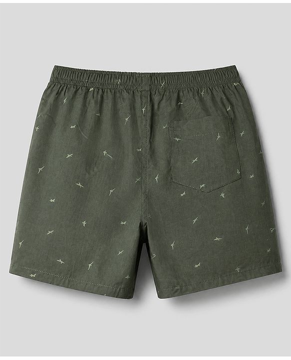 Pine Kids Cambric Woven Boxers With Animal Print Pack of 2 - White Green