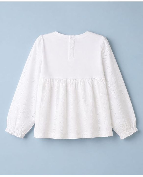 Babyhug 100% Cotton Single Jersey Knit Full Sleeves Top & Leggings with Floral Embroidery - White & Yellow